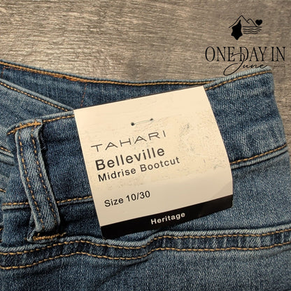 Tahari Belleville Mid Rise Bootcut Jeans Canyon Blue NWT Size 10