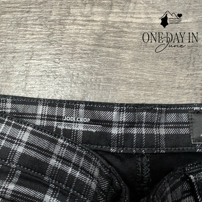 AG Adriano Goldschmied Jodi Crop High Rise Slim Flare Jeans Plaid NWT Size 2