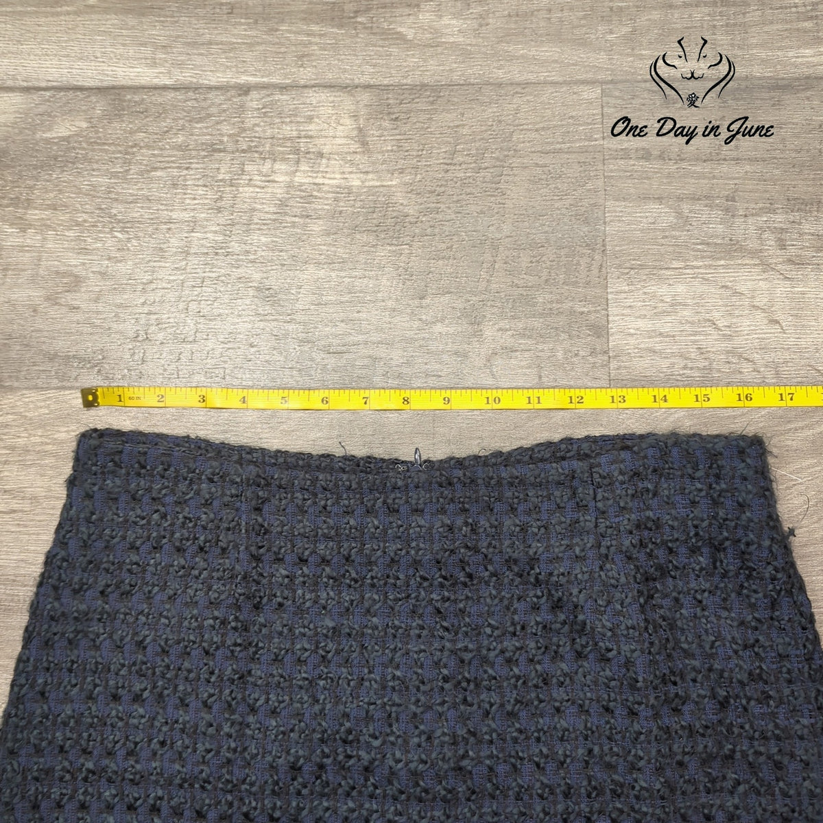 Amanda + Chelsea Boucle Tweed Pencil Knee Length Skirt Navy Blue Size M