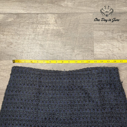 Amanda + Chelsea Boucle Tweed Pencil Knee Length Skirt Navy Blue Size M