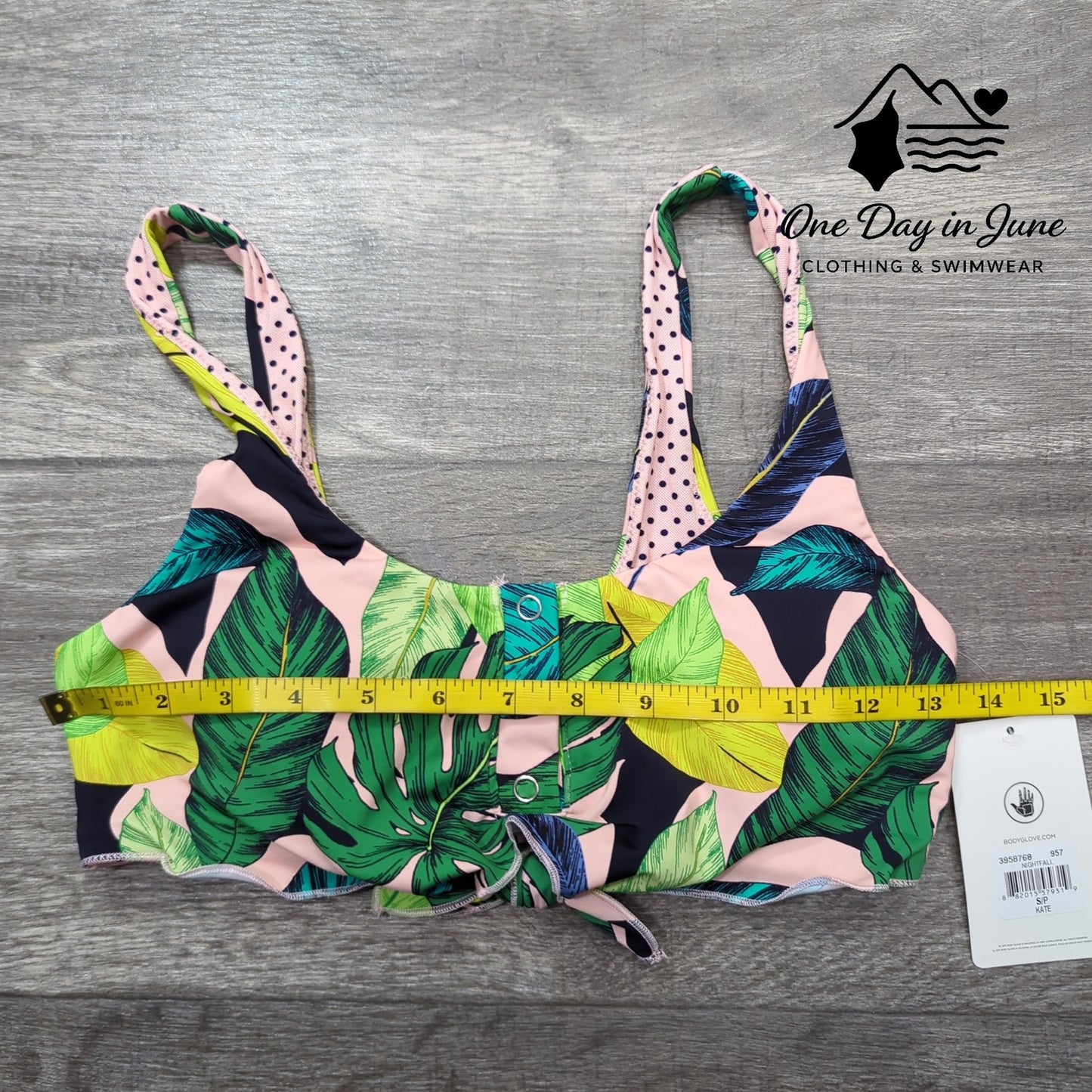 Body Glove Snap Front Tropical Bikini Top Size S