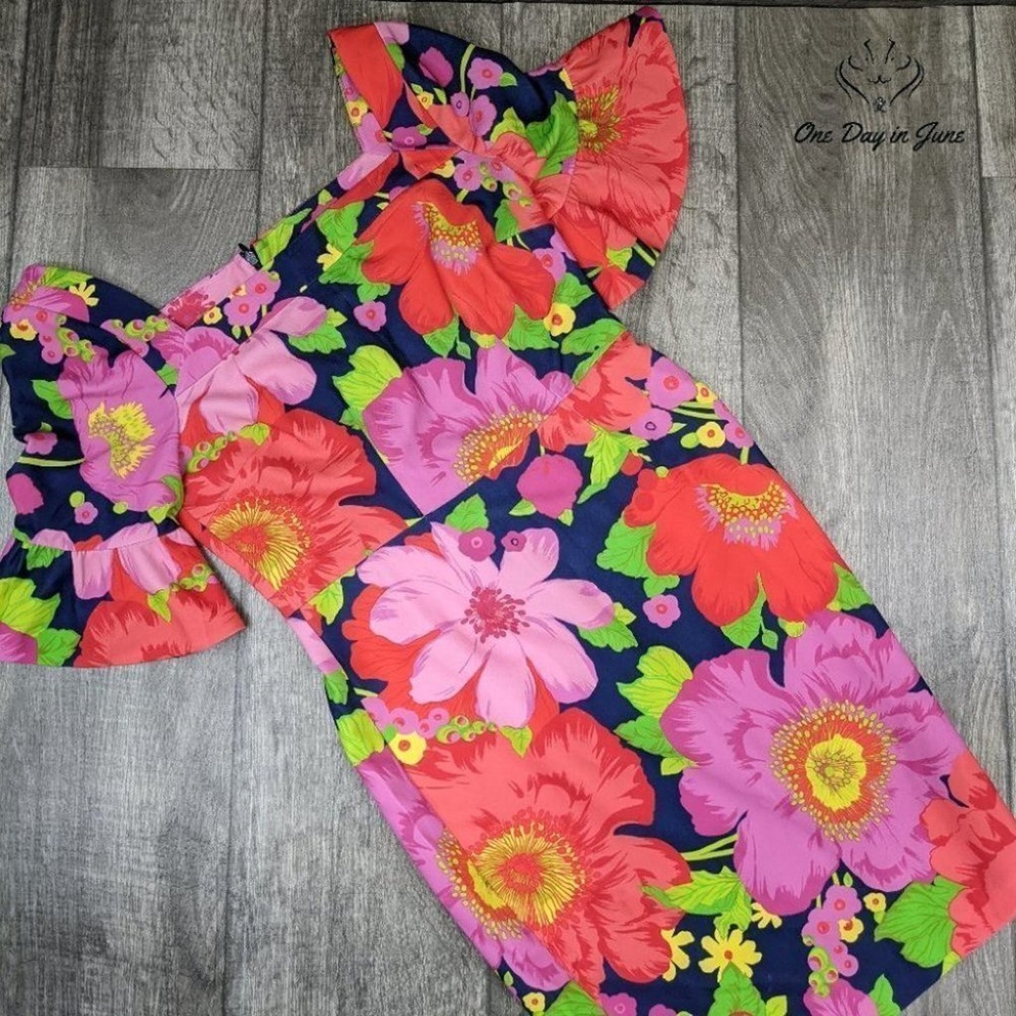 Trina Turk Kanan Square Neck Ruffle Sleeve Shift Dress Size 4