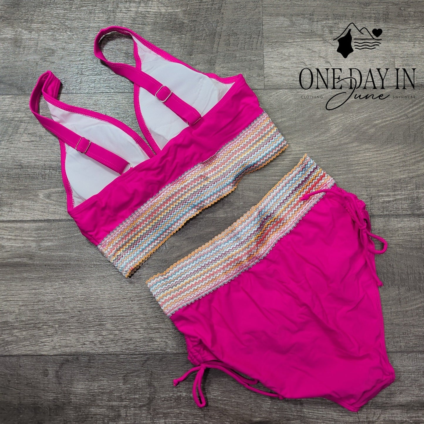 Blooming Jelly High Waist Drawstring Bikini Swimsuit Size M