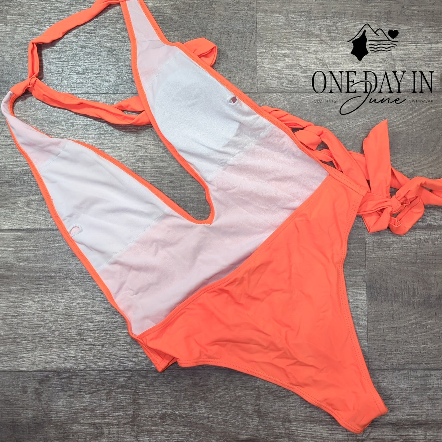 CharmLeaks Deep V Tie Wrap One Piece Swimsuit Size L