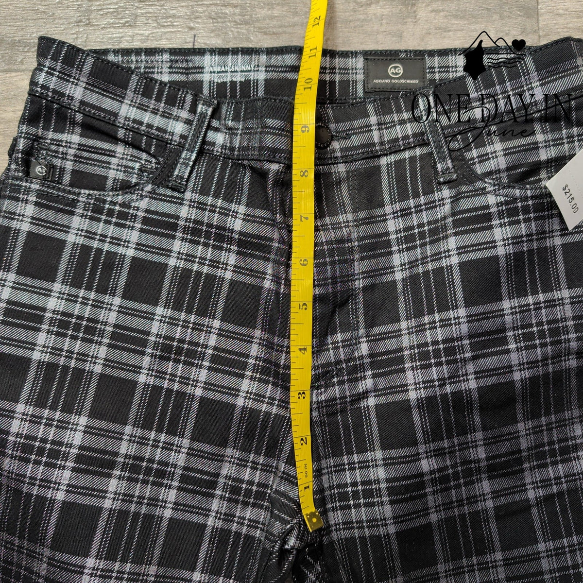 AG Adriano Goldschmied Farrah High Rise Skinny Jeans Black Plaid NWT Size 2 (26)