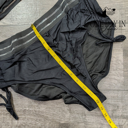 Blooming Jelly High Waist Drawstring Bikini Swimsuit Size XL