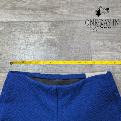 Chico's Petite Jacquard Slim Leg Pull On Pants Cobalt Blue NWT Size Chico's 00P