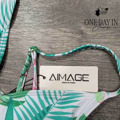 Aimage Floral Drawstring Bikini Swimsuit Size S