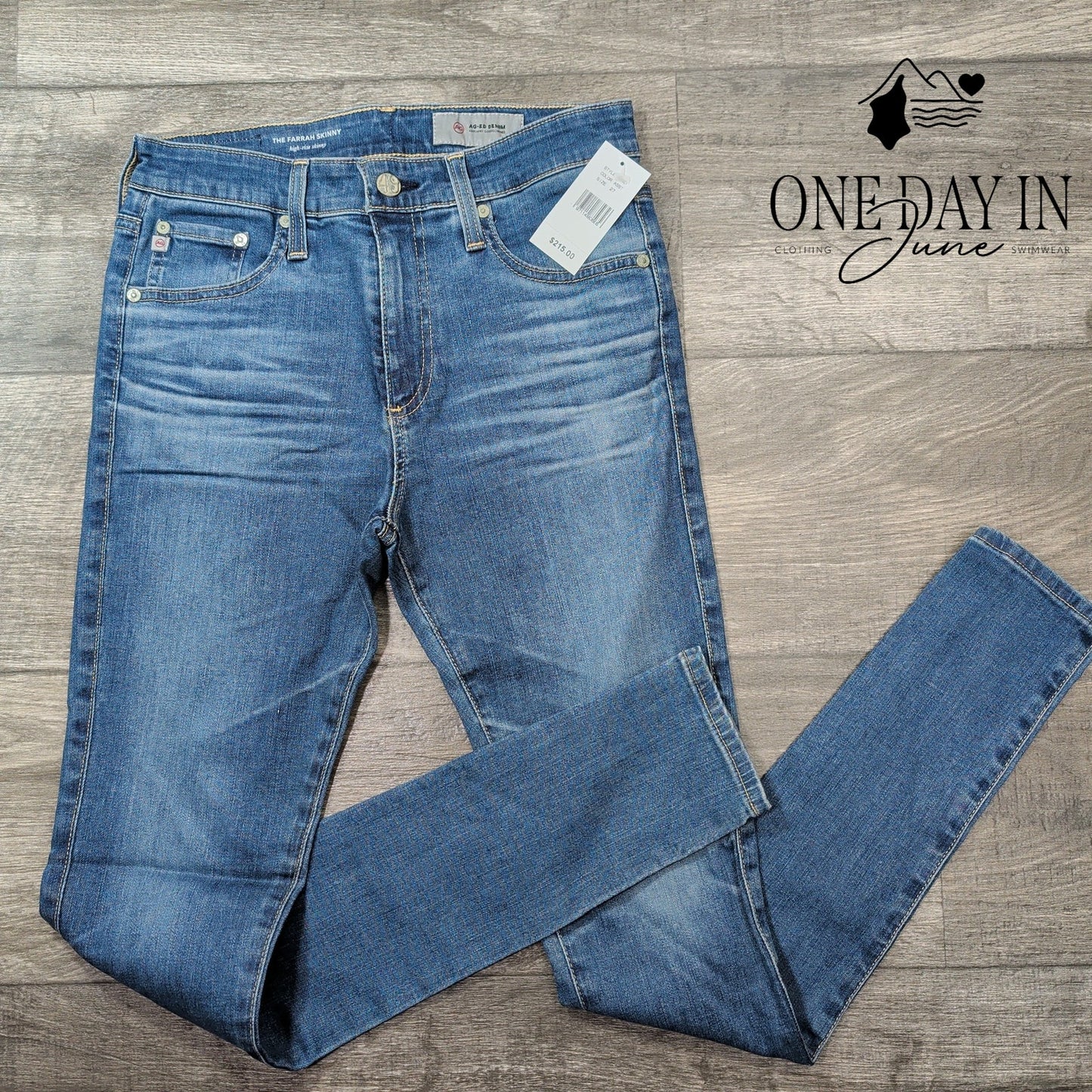 AG Adriano Goldschmied Farrah Skinny Jeans High Rise Blue Denim NWT Size 4 (27)