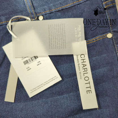 Tahari Plus Size Charlotte Double Button Skinny Jeans Size 20W