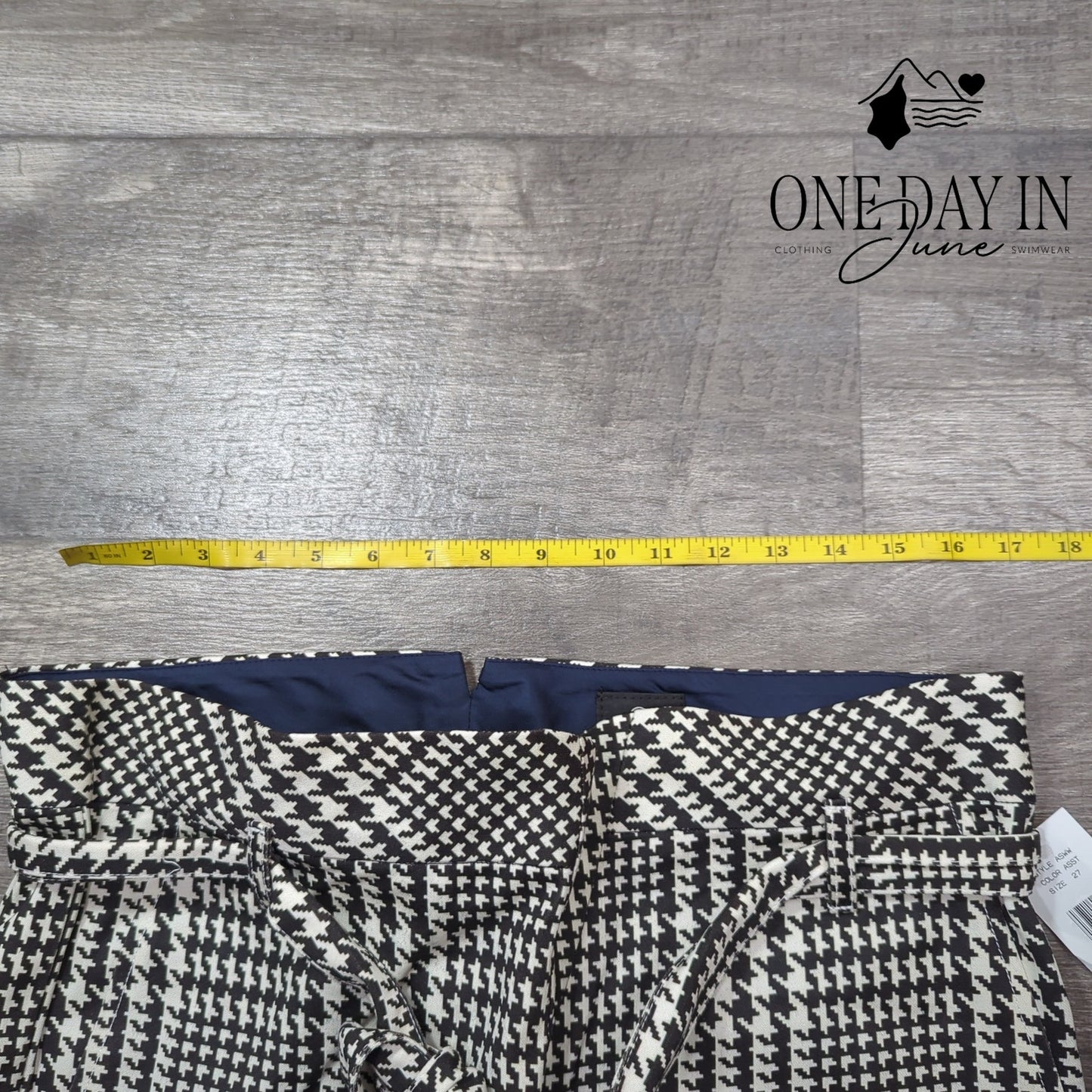 AG Adriano Goldschmied Houndstooth Print Lettuce Edhge Belted Pants Size 27 (4)
