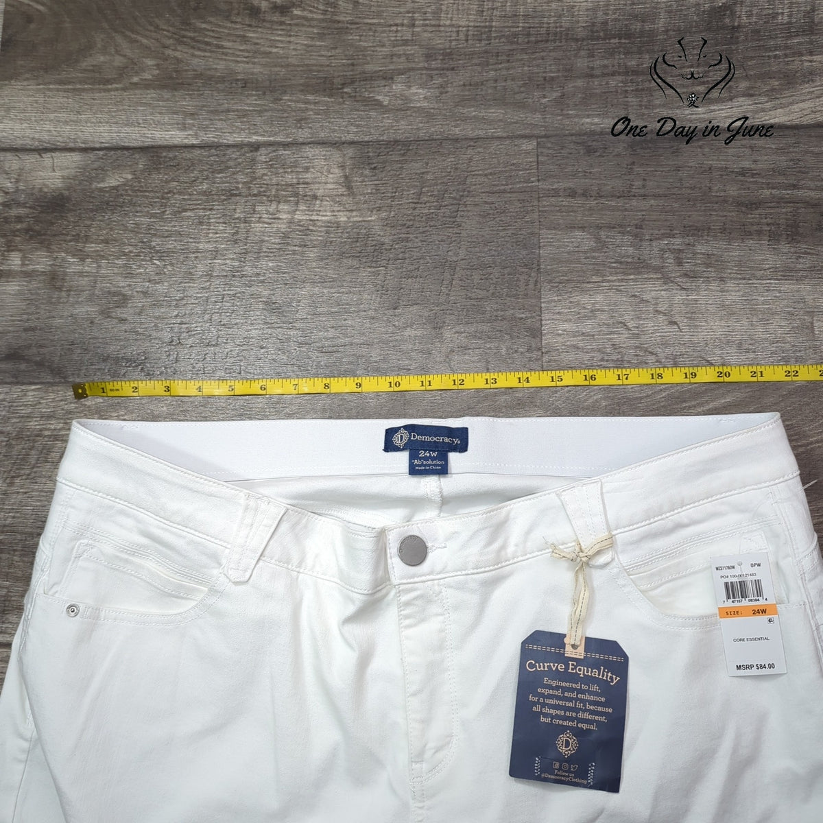 Democracy Ab Solution Ankle Skimmer Jeans Plus Size White NWT Size 24W