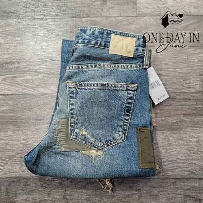 AG Adriano Goldschmied Ex Boyfriend Slim Jeans Distressed Patchwork NWT Size 4