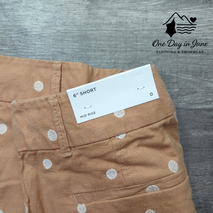 Loft 6" Linen Mid Rise Polka Dot Shorts Size 0