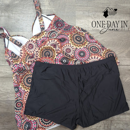 Aqua Eve Plus Size Twist Front Boyshort Tankini Swimsuit Size 22W