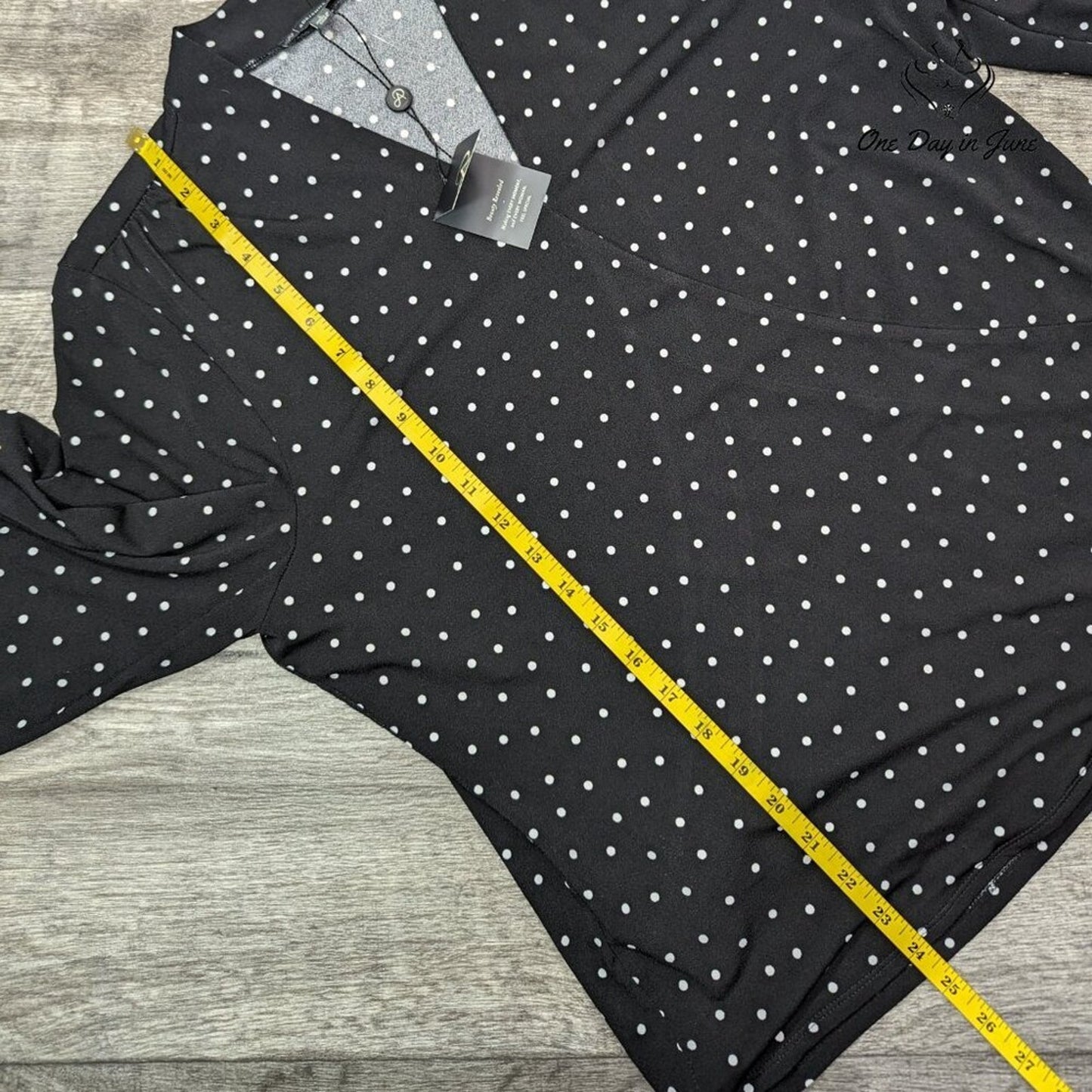 Adrianna Papell Long Sleeve Polk-a-dot Blouse Size L