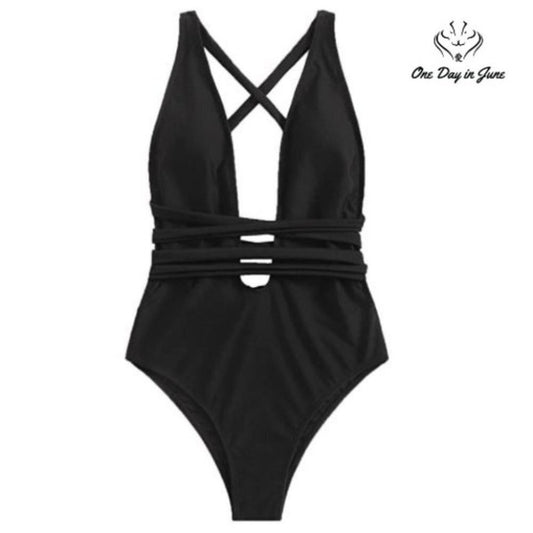 SweatyRocks Deep V Open Back One Piece Size S