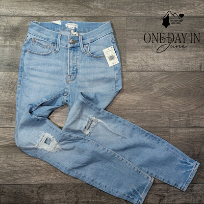 Good American Good Legs Low Crop Distressed Skinny Jeans NWT Size 0 (25)