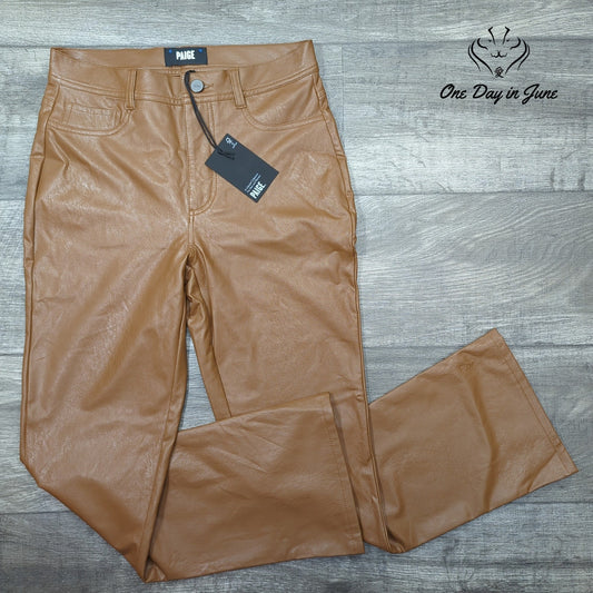 Paige Claudine Ankle Flare Faux Leather Pants Size 27 (4)