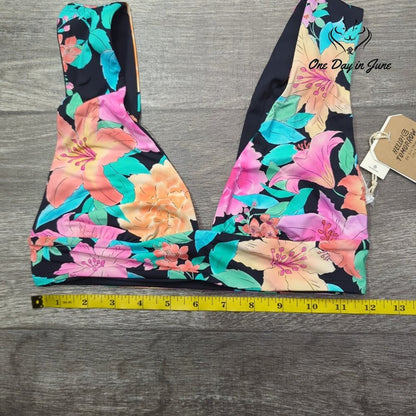 Billabong Tropic Time Reversible Plunge Bikini Top Size M