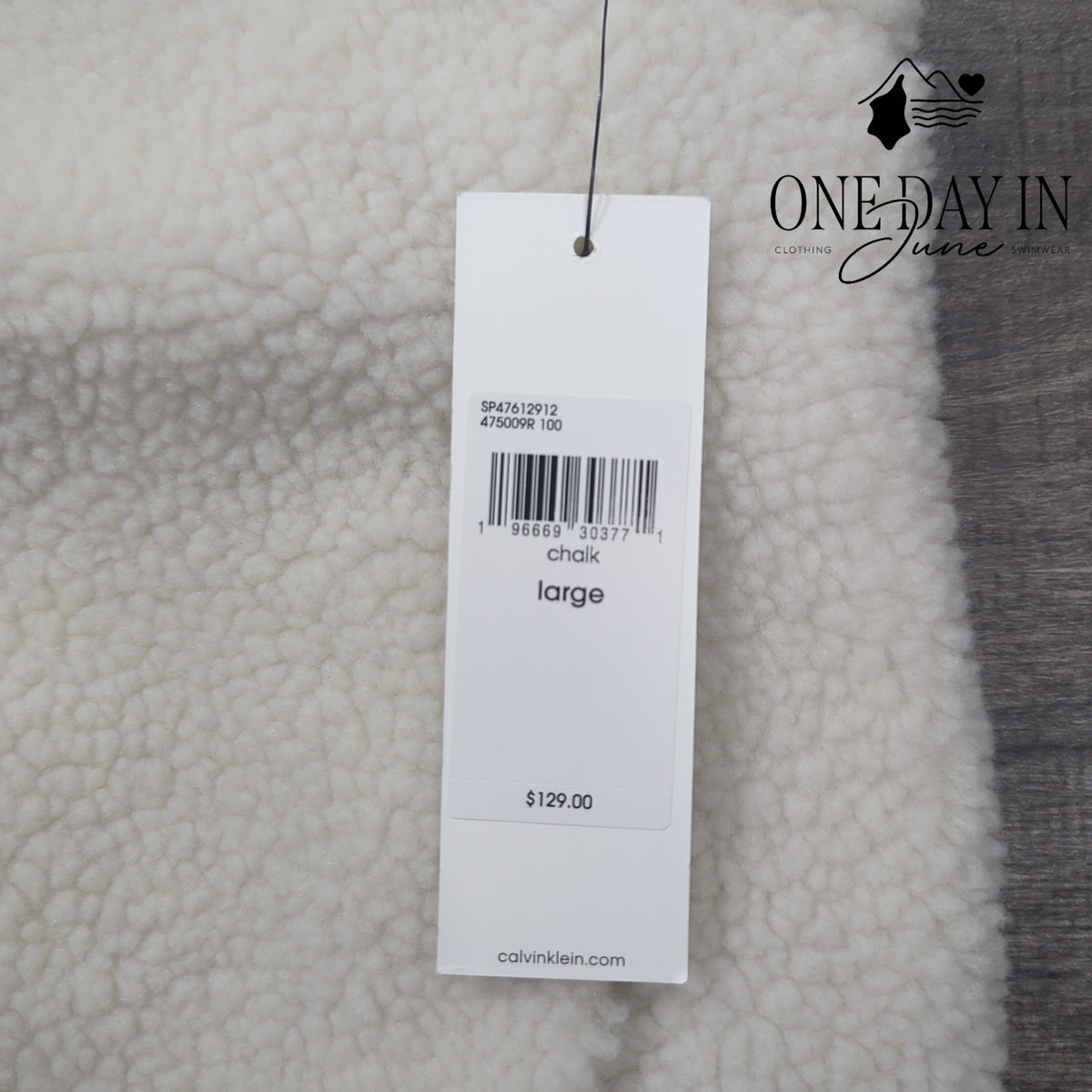 Calvin Klein Sherpa Full Zip Vest Chalk Ivory Cream NWT $129 Size L