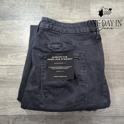 Good American Always Fits Good Legs Straight Jeans Black NWT $168 Size 20-22
