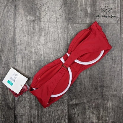 Cyn Luca Standard Ruched Front Bandeau Bikini Top Size L