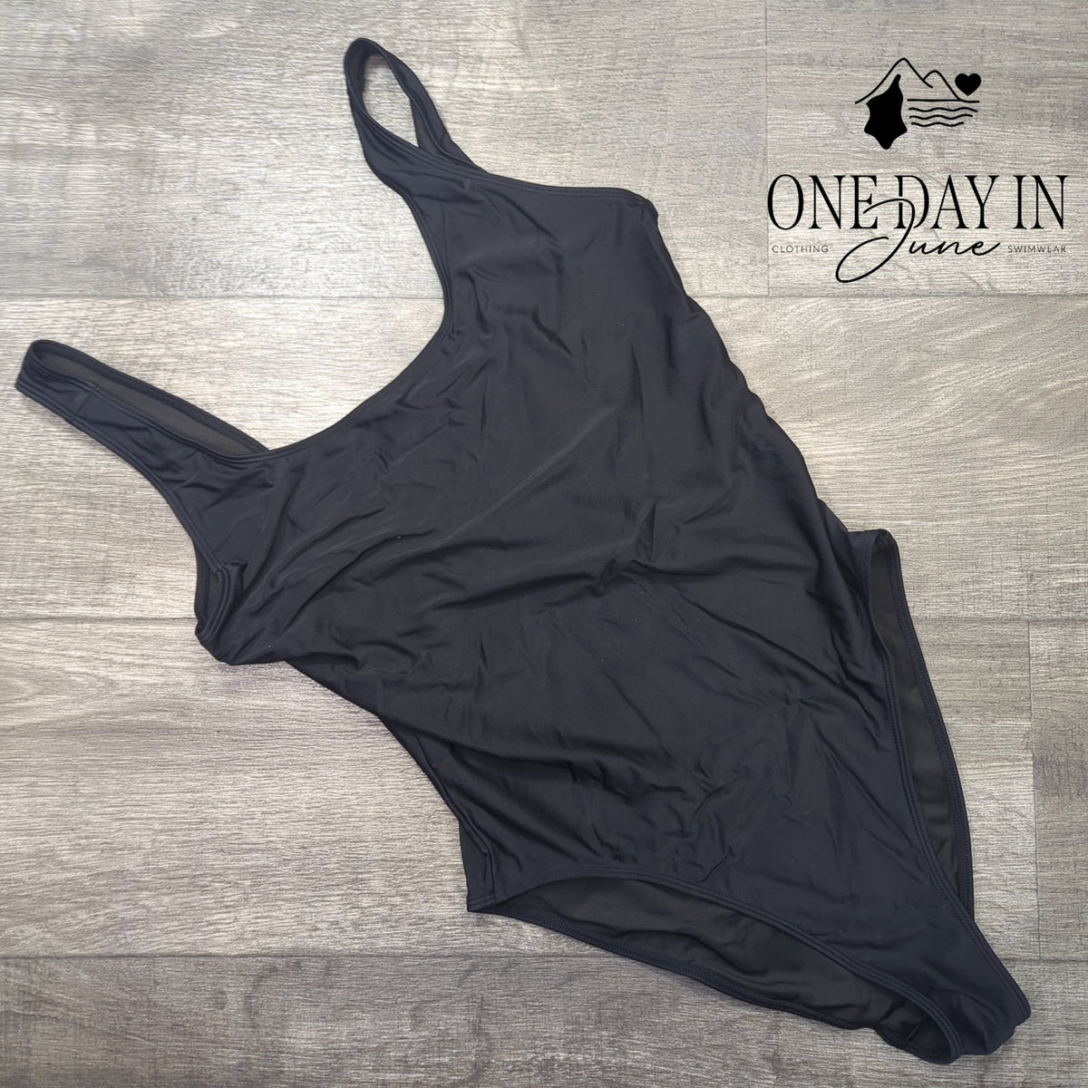Aleumdr One Piece Swimsuit Black Scoop Neck Low Back Solid Size XL