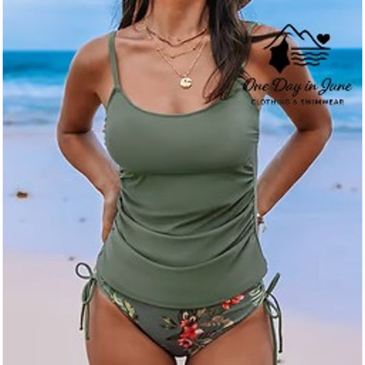 Cupshe Tie Side Tankini Swimsuit Size M
