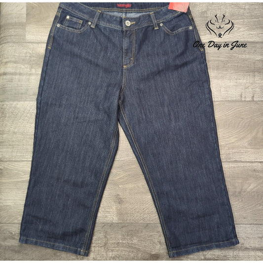 Wrangler Women's Cropped Capri Jeans Dark Wash Denim NWT Size 14