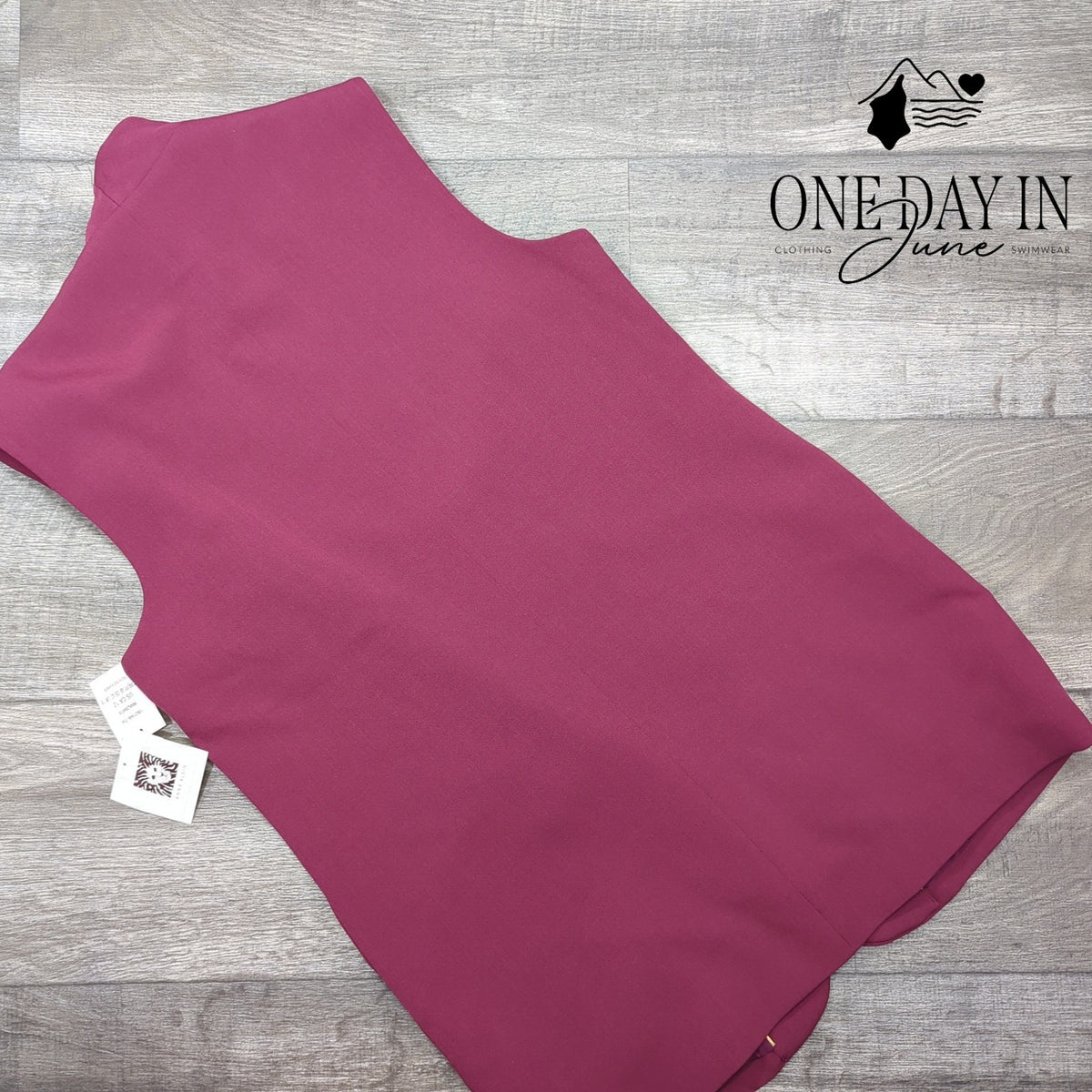 Anne Klein Sleeveless Longline Open Front Blazer Vest Burgundy NWT Size 12