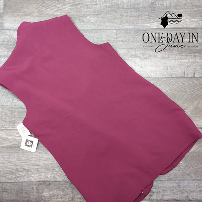 Anne Klein Sleeveless Longline Open Front Blazer Vest Burgundy NWT Size 12
