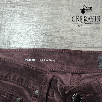 AG Adriano Goldschmied Farrah High Rise Skinny Jeans Burgundy NWT Size 2 (26)