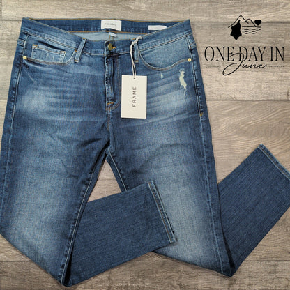 Frame Le Garcon Jeans Azur Mid Rise Straight Distressed NWT $220 Size 12 (31)