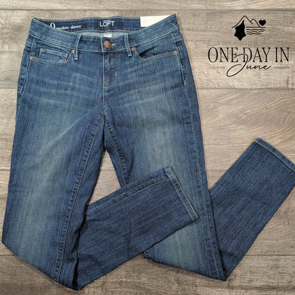 Loft Modern Skinny Jeans Dark Wash Blue Stretch Denim NWT Size 0