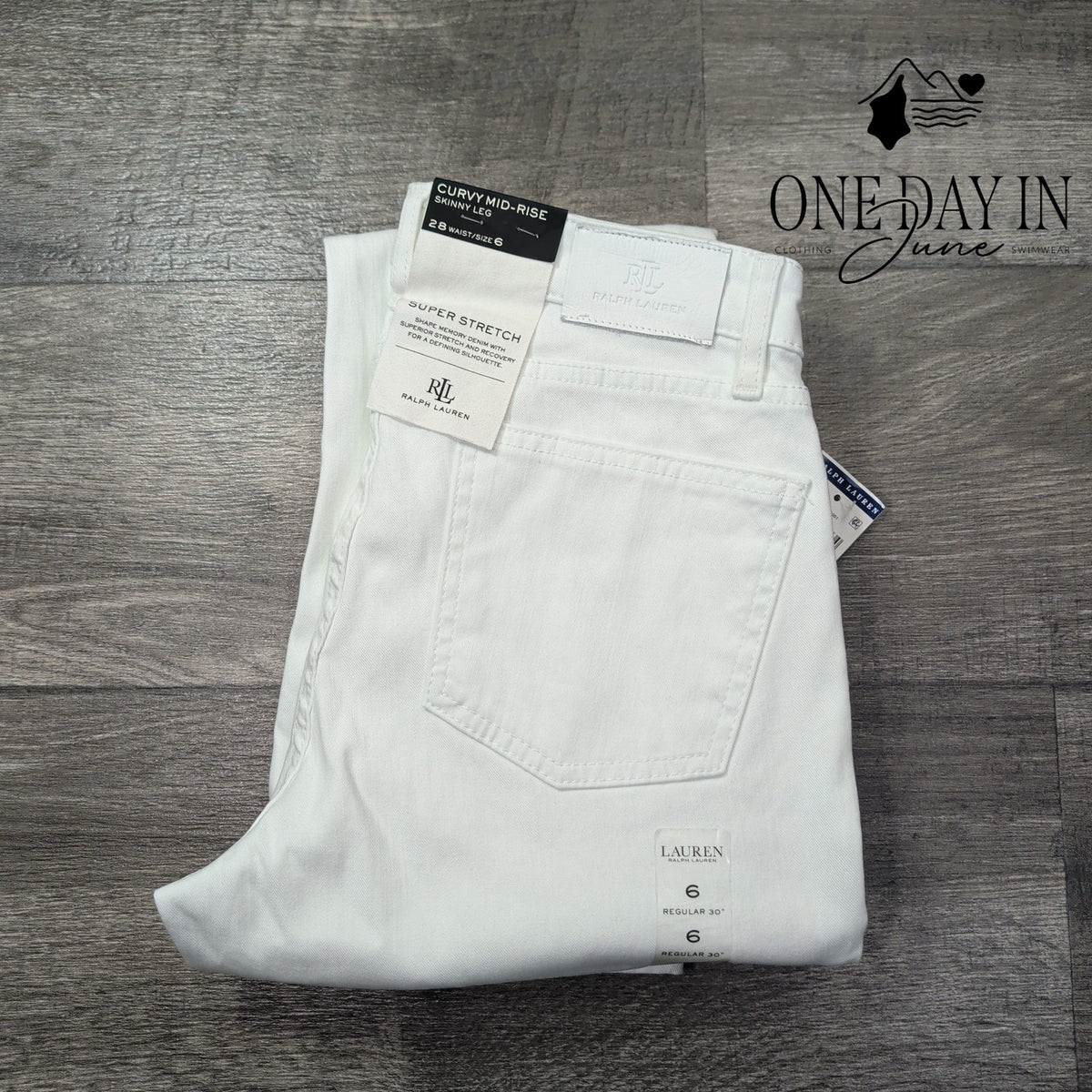 Ralph Lauren Curvy Mid Rise Skinny Jeans White NWT Size 6