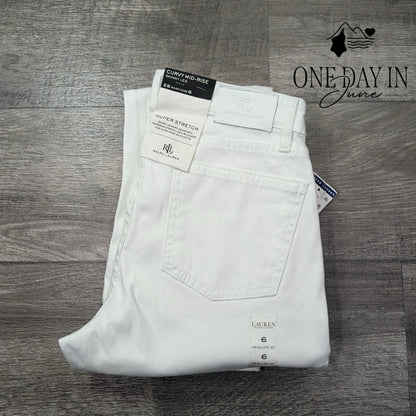 Ralph Lauren Curvy Mid Rise Skinny Jeans White NWT Size 6