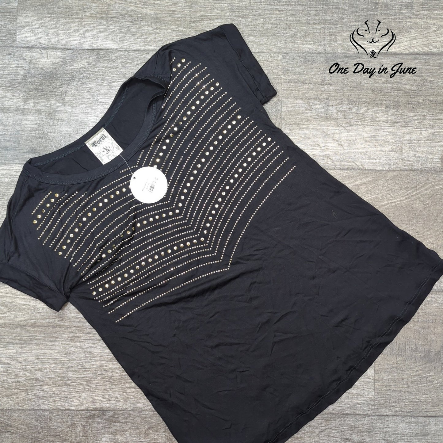 Vocal Short Sleeve Studded Top Size S