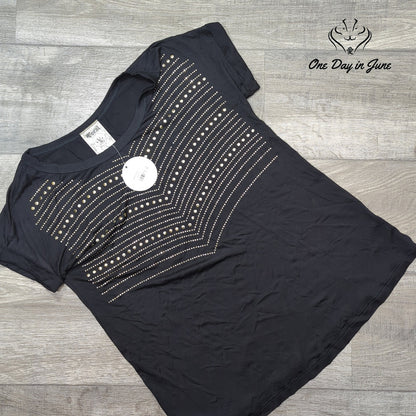 Vocal Short Sleeve Studded Top Size S