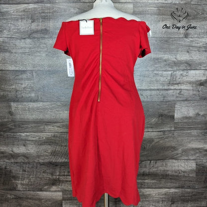Premier Amour Off Shoulder Scallop Edge Mini Dress Size 14