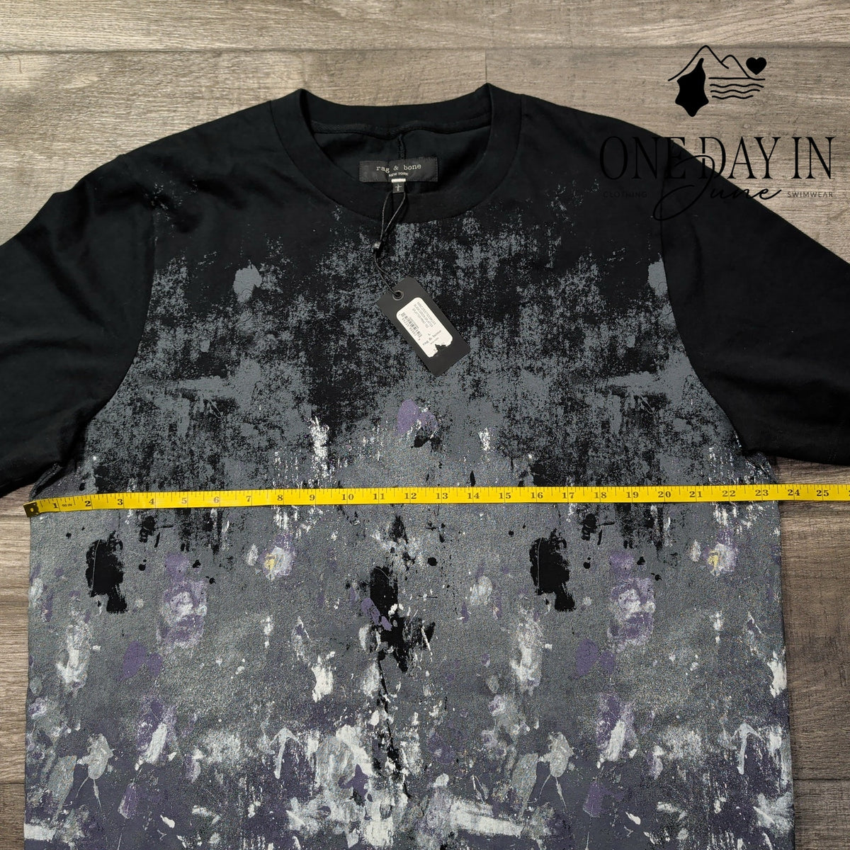 Rag & Bone Splatter Print T Shirt Black Gray Abstract NWT Size L