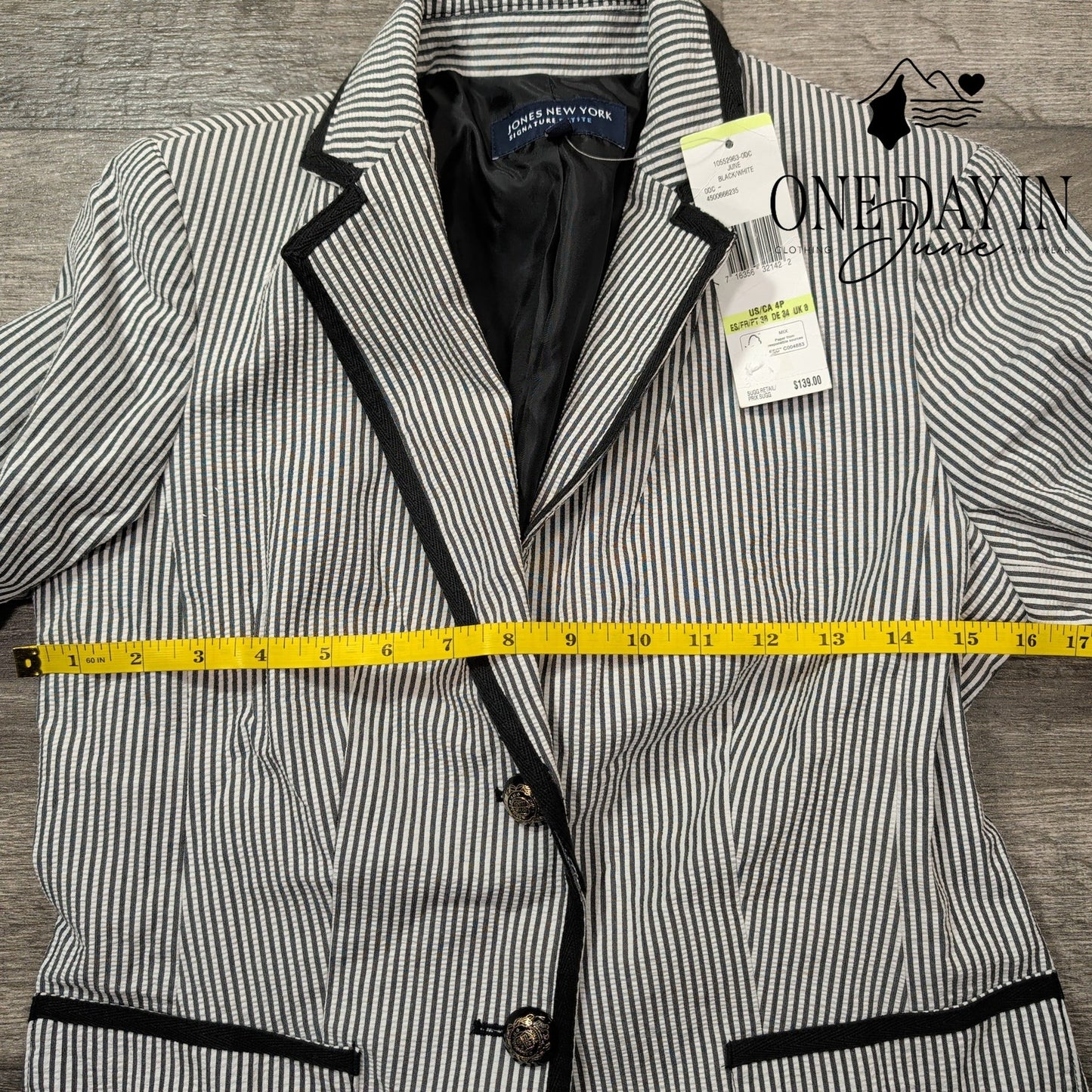 Jones New York Petite Striped 2 Button Blazer Size 4P