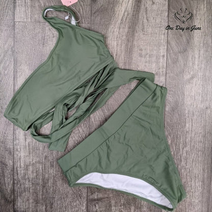Byoauo One Shoulder Wrap Bikini Swimsuit Size M