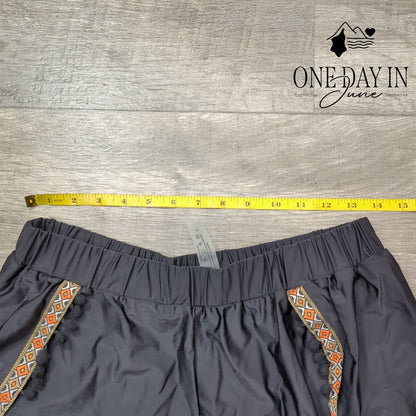 CharmLeaks Womens Pom Pom Trim Boho Swim Cover Up Shorts Black Size L