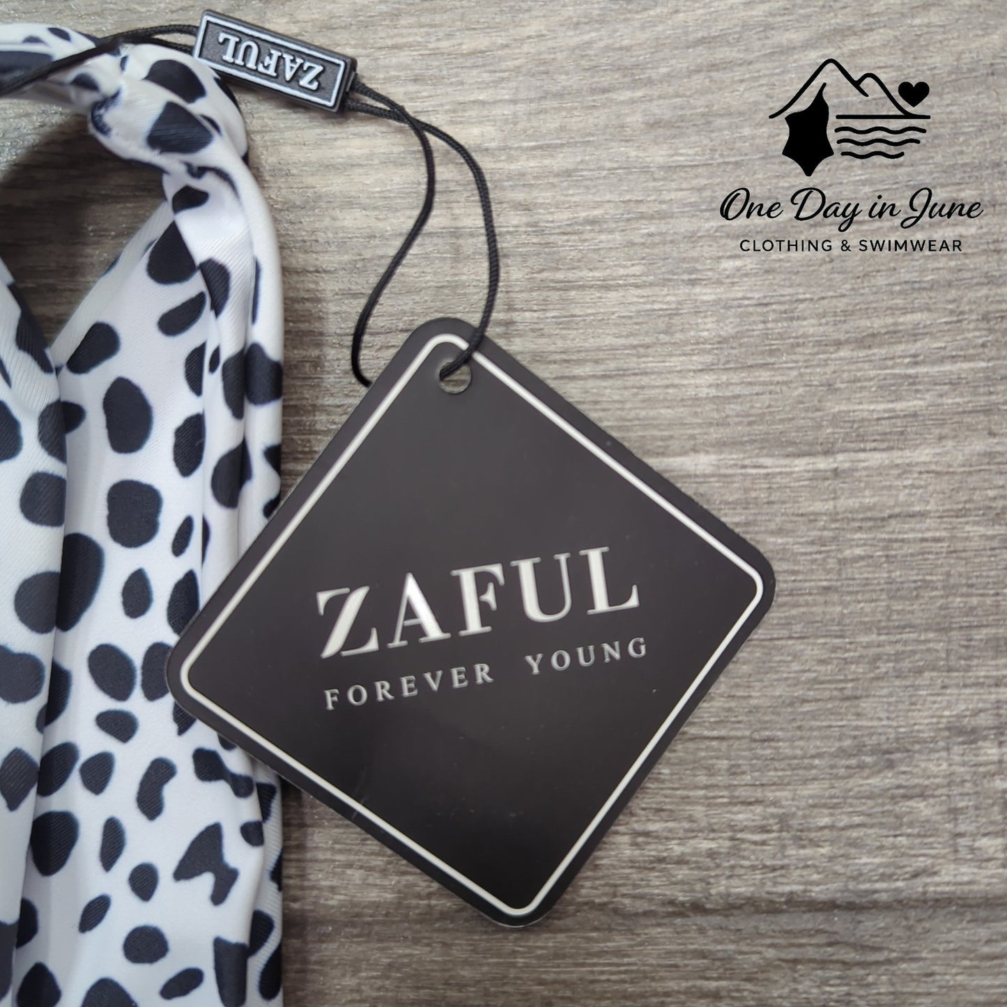 Zaful Dalmation Cheeky Crop Bikini Swimsuit Size M
