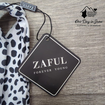 Zaful Dalmation Cheeky Crop Bikini Swimsuit Size M