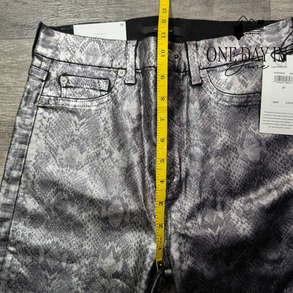 7 For All Mankind High Waist Ankle Skinny Jeans Metallic Snake Print NWT Size 6