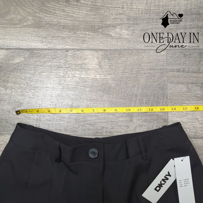 DKNY Petite Wide Leg Pleated Trouser Pants Jet Black NWT Size 10P