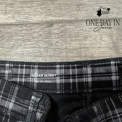 AG Adriano Goldschmied Farrah High Rise Skinny Jeans Black Plaid NWT Size 2 (26)