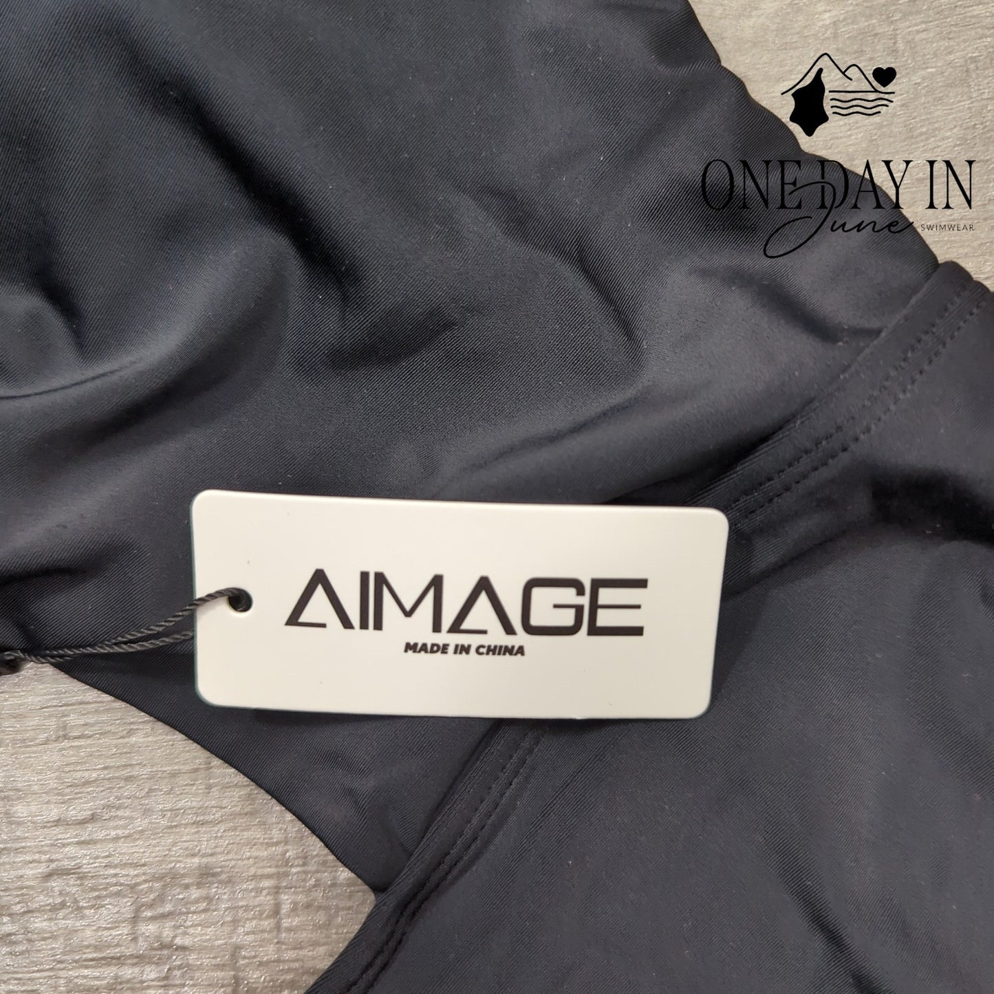 Aimage One Piece Swimsuit Black Ruffle Keyhole Cutout Padded NWT Size XL